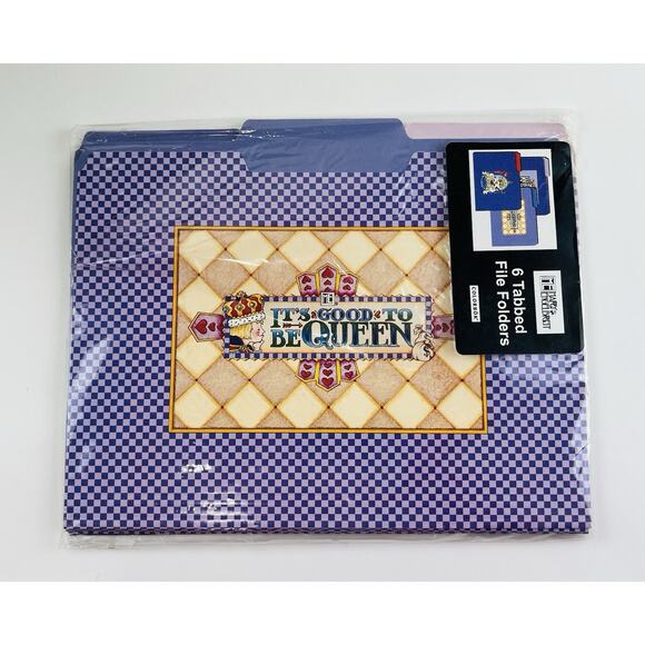 MARY ENGELBREIT 5 DECORATIVE TAB FILE FOLDERS MIXED STYLES SET Queen Purple Good - Picture 1 of 7
